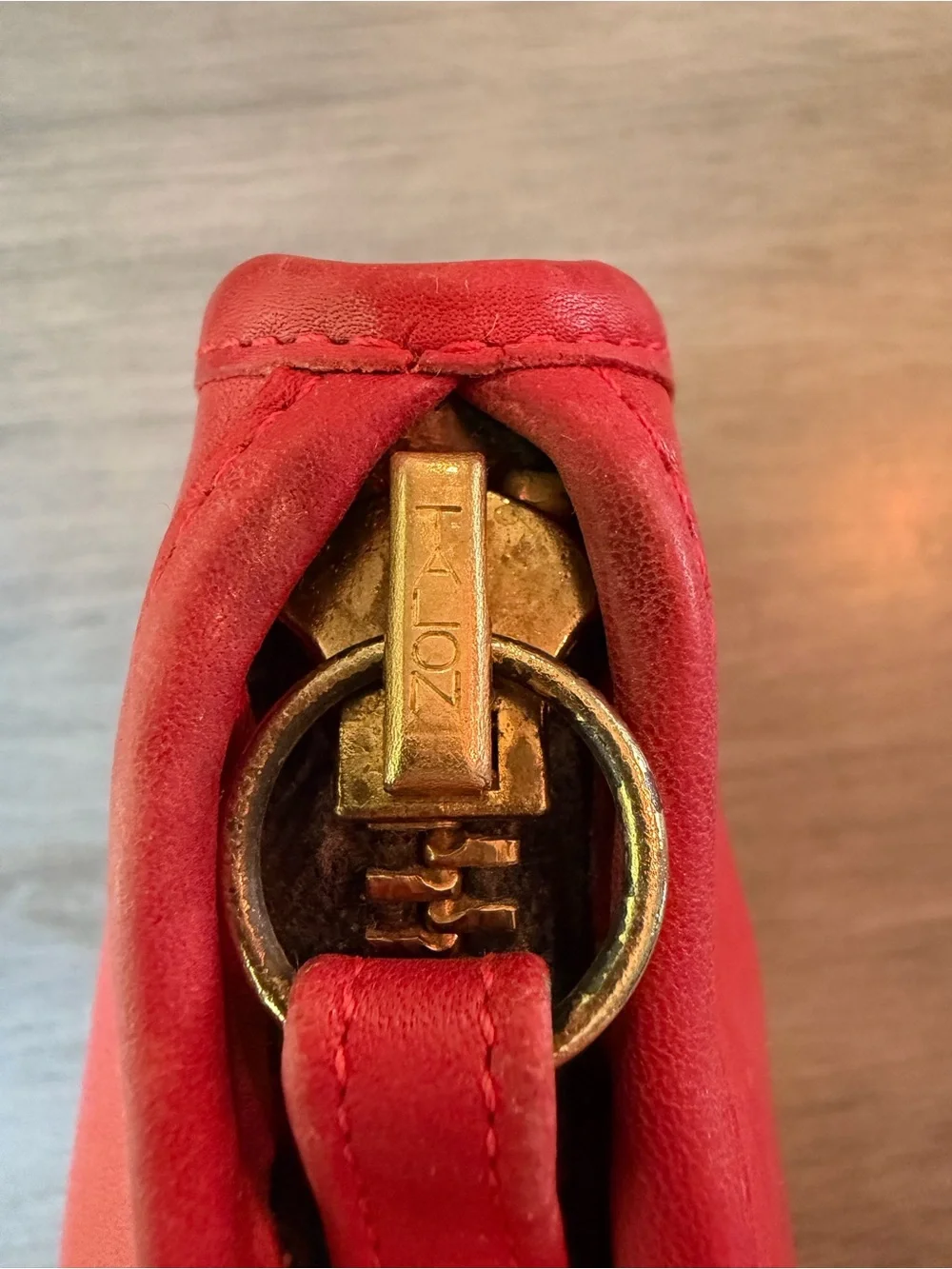 Vintage 1970s/80s Coach NYC Red Leather Basic Bag Glue-In Creed Brass Hardware
